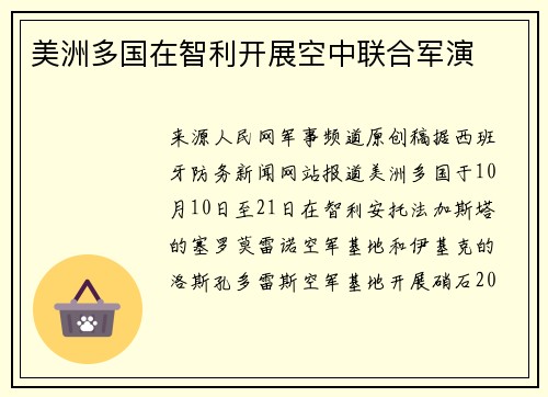 美洲多国在智利开展空中联合军演